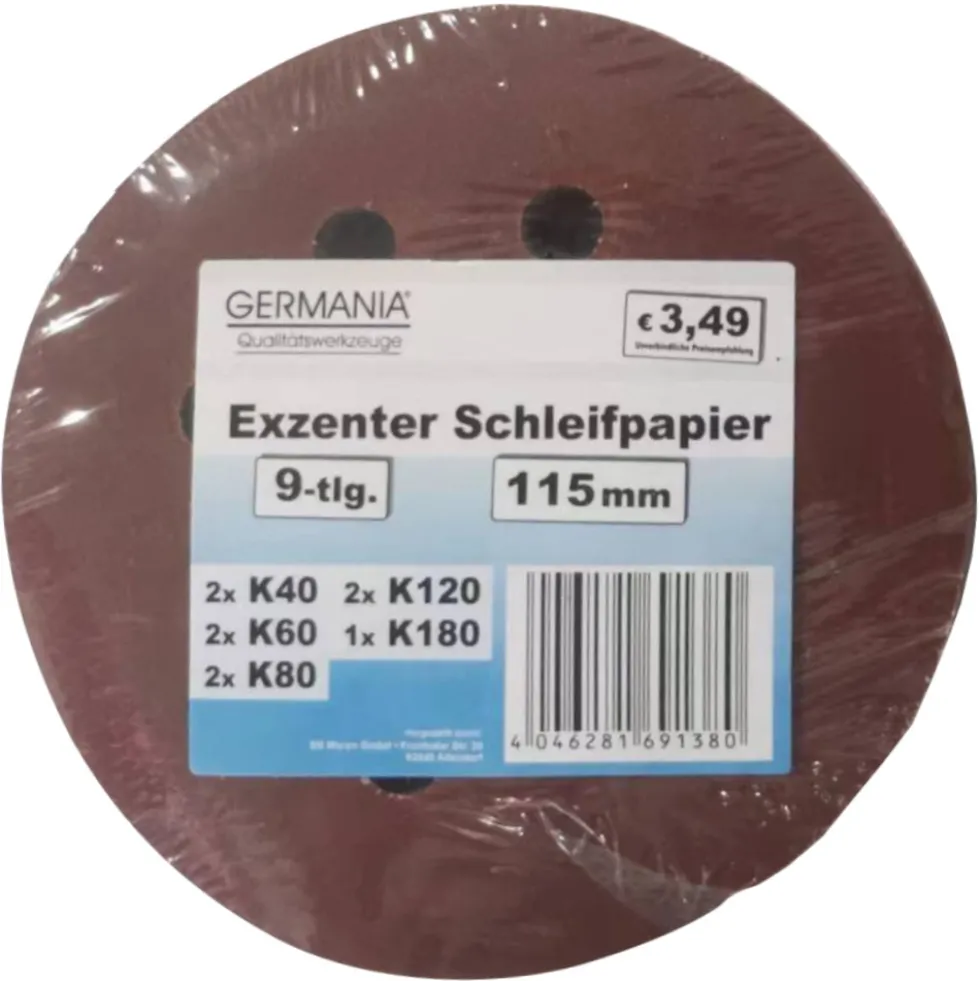 GERMANIA® Schleifpapier-Set 9-teilig 115 mm von K40-180