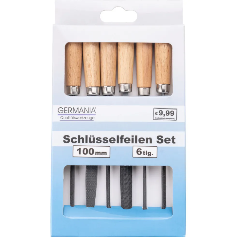 GERMANIA® Schlüsselfeilen Satz 6 -teilig 100 mm mit Holzheft