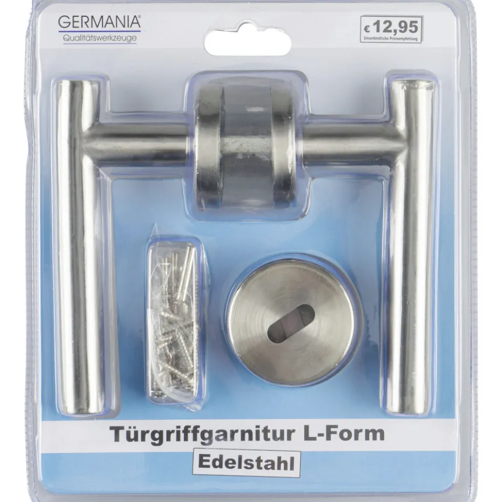 GERMANIA® Türgriffgarnitur Edelstahl L-Form