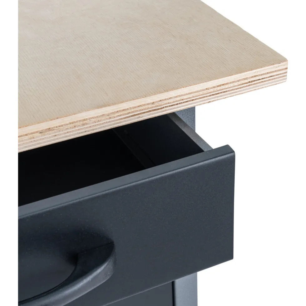 GERMANIA® Werkbank mit Metallgestell und Holz-Arbeitsplatte