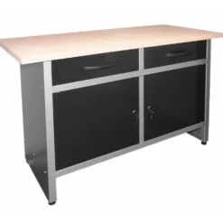 GERMANIA® Werkbank mit Metallgestell und Holz-Arbeitsplatte