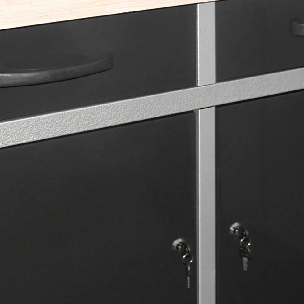 GERMANIA® Werkbank mit Metallgestell und Holz-Arbeitsplatte