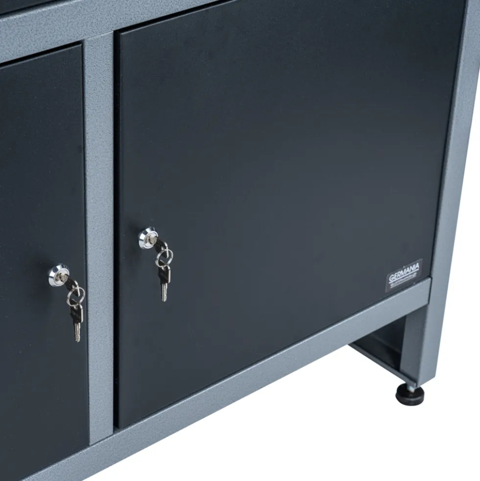 GERMANIA® Werkbank mit Metallgestell und Holz-Arbeitsplatte