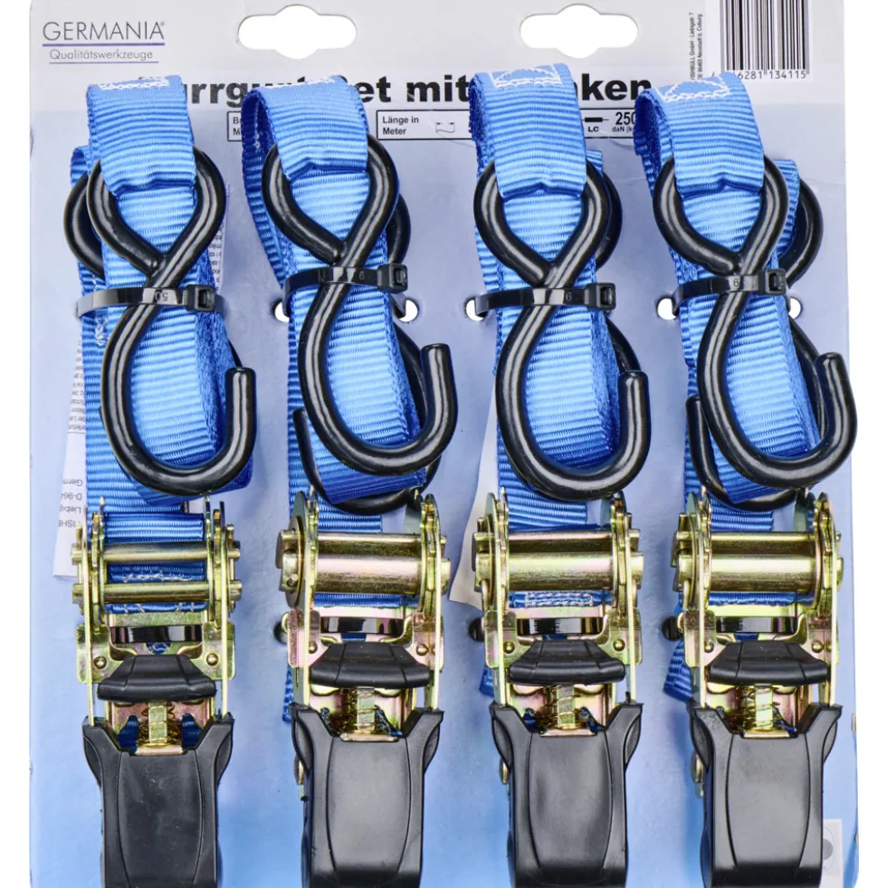GERMANIA® Zurrgurt-Set 250 kg 5m/25mm 4 Stück