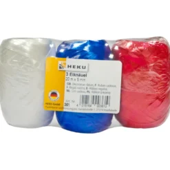 Geschenkband Eiknäuel, 20 m x 5 mm, 3 Stück