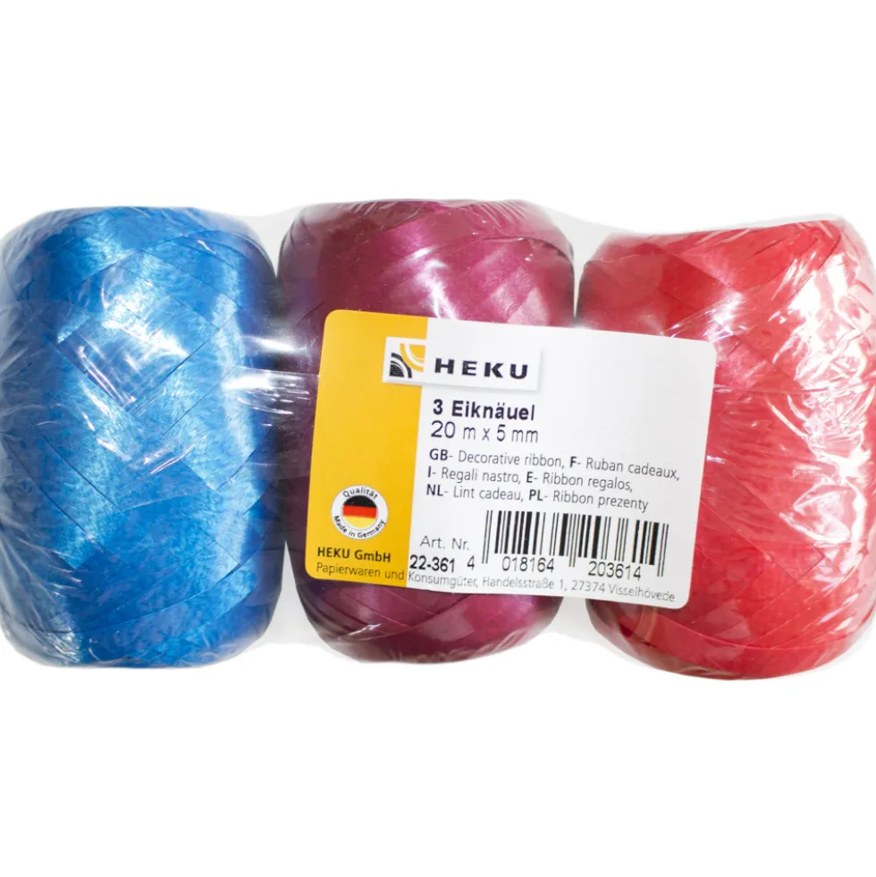 Geschenkband Eiknäuel, 20 m x 5 mm, 3 Stück
