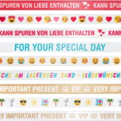 Geschenkband mit Spruch oder Emoji 4 m x 15 mm