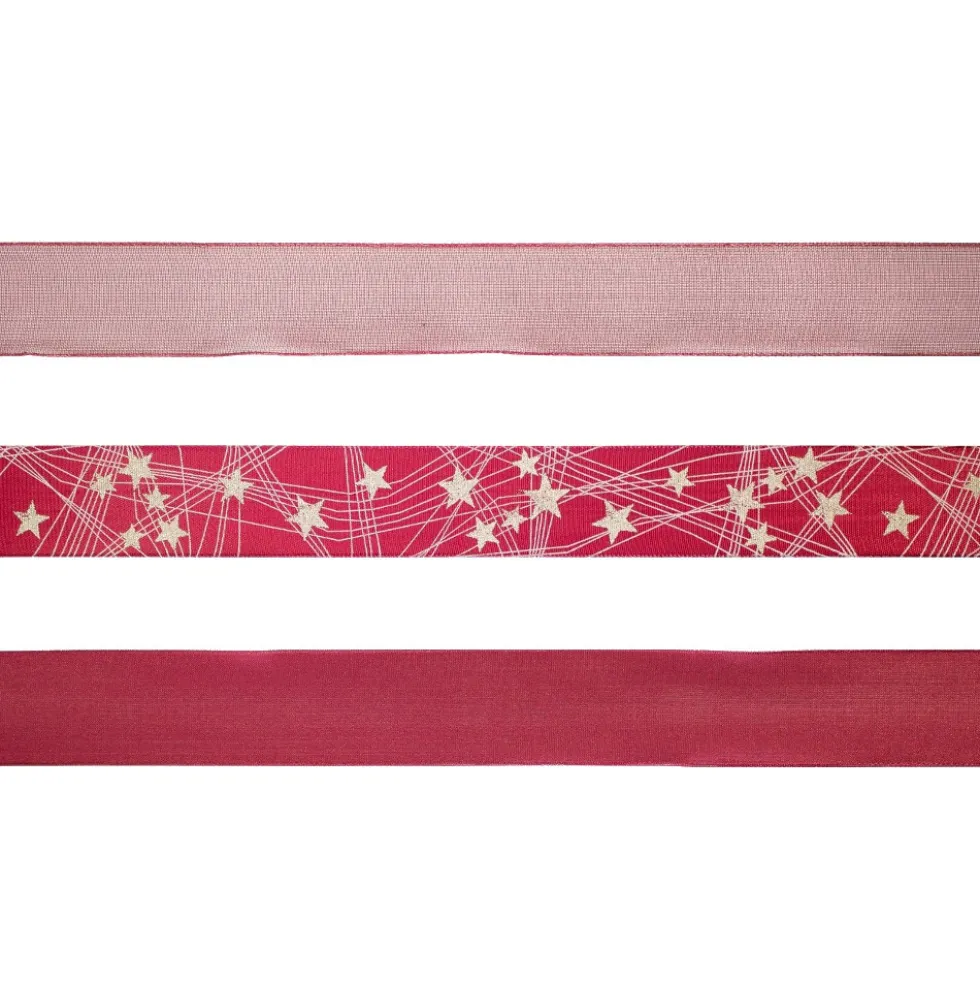 Geschenkband Weihnachten bordeaux, 2 m x 40 mm