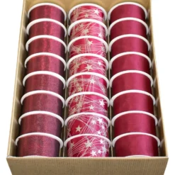 Geschenkband Weihnachten bordeaux, 2 m x 40 mm
