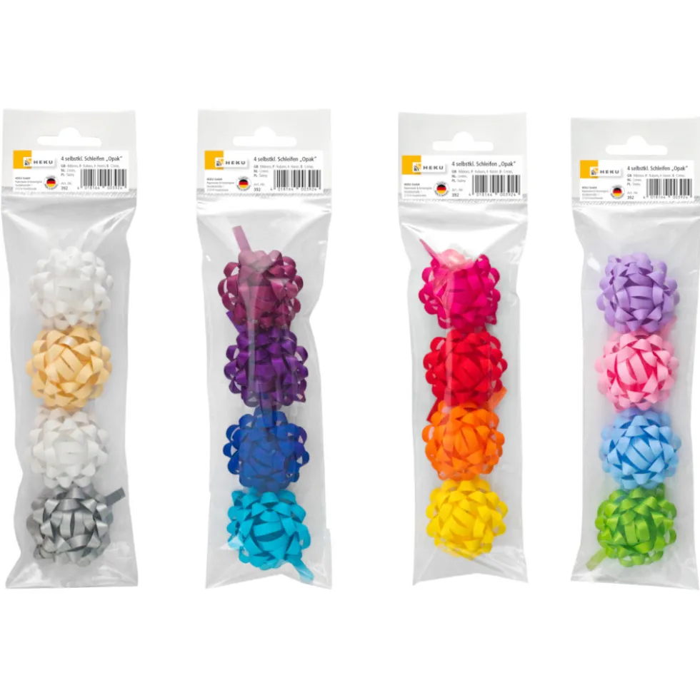 Geschenkschleifen Set 4-teilig selbstklebend in verschiedenen Farben