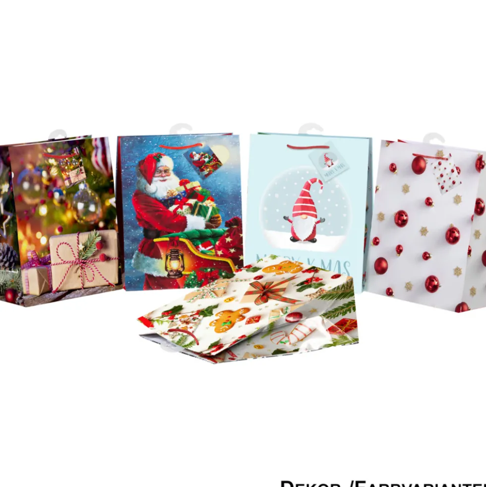 Geschenktasche groß mit Weihnachtsdekor und Kordel
