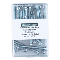 Gewindeschrauben DIN 84 mit Muttern 5 x 50 mm / M5 je 15 Stück