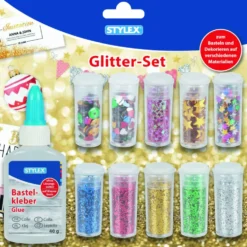 Glitter-Set 11-teilig, inklusive Bastelkleber