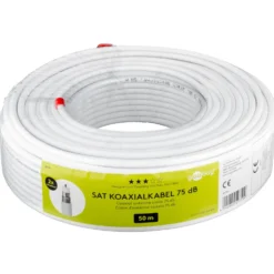 Goobay SAT Koaxial-Kabel, 2-fach geschirmt, 75 db, 50 m
