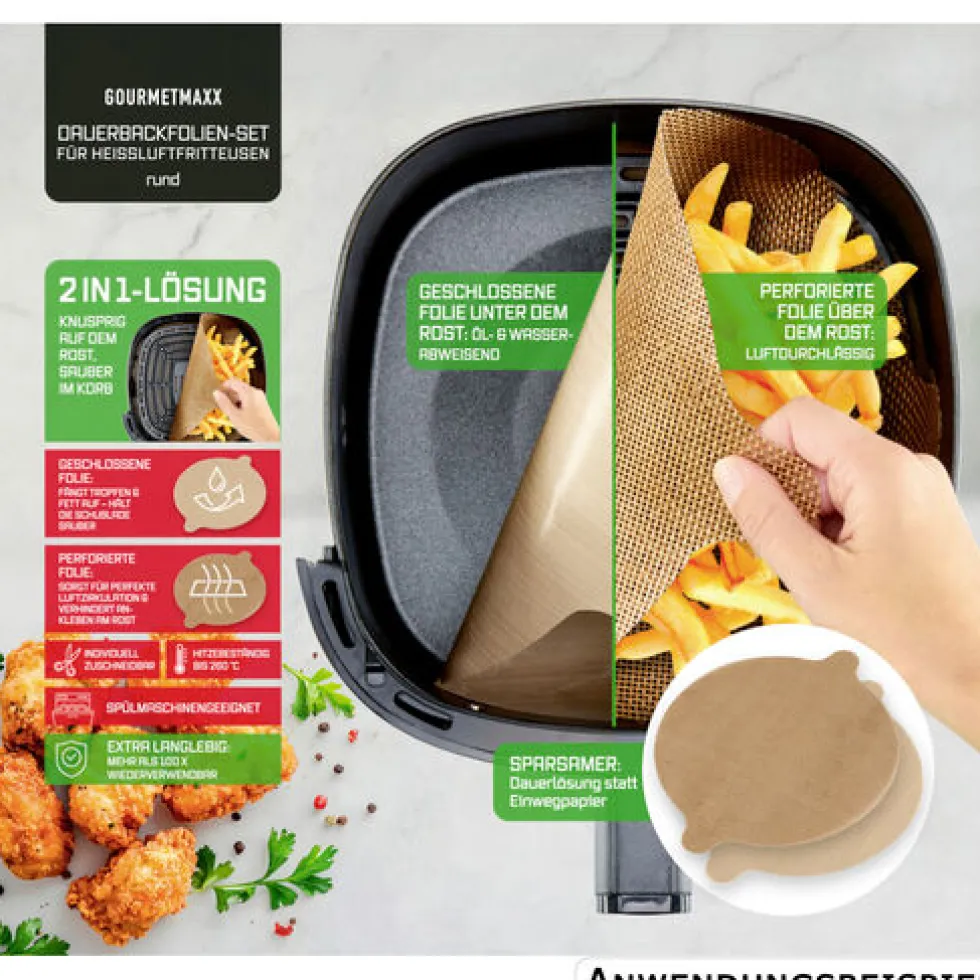 GOURMETmaxx Dauerbackfolien-Set rund, 2-teilig