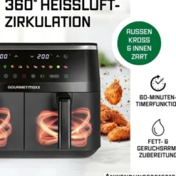 GOURMETmaxx Doppel-Heißluftfritteuse 3100 Watt