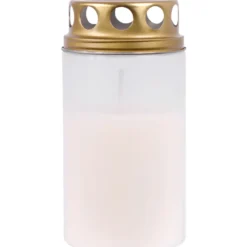 Grabkerze mit Deckel transparent weiß