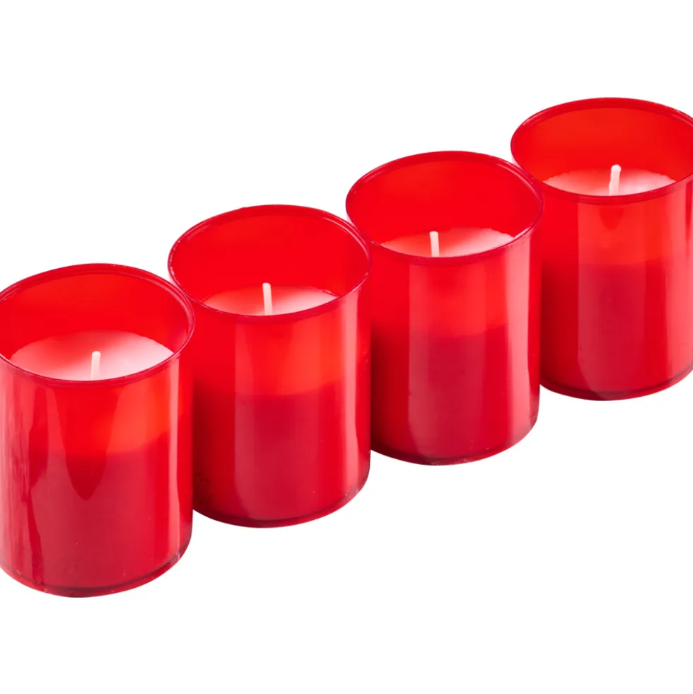 Grabkerzen Nachfüllpack 4er-Set rot