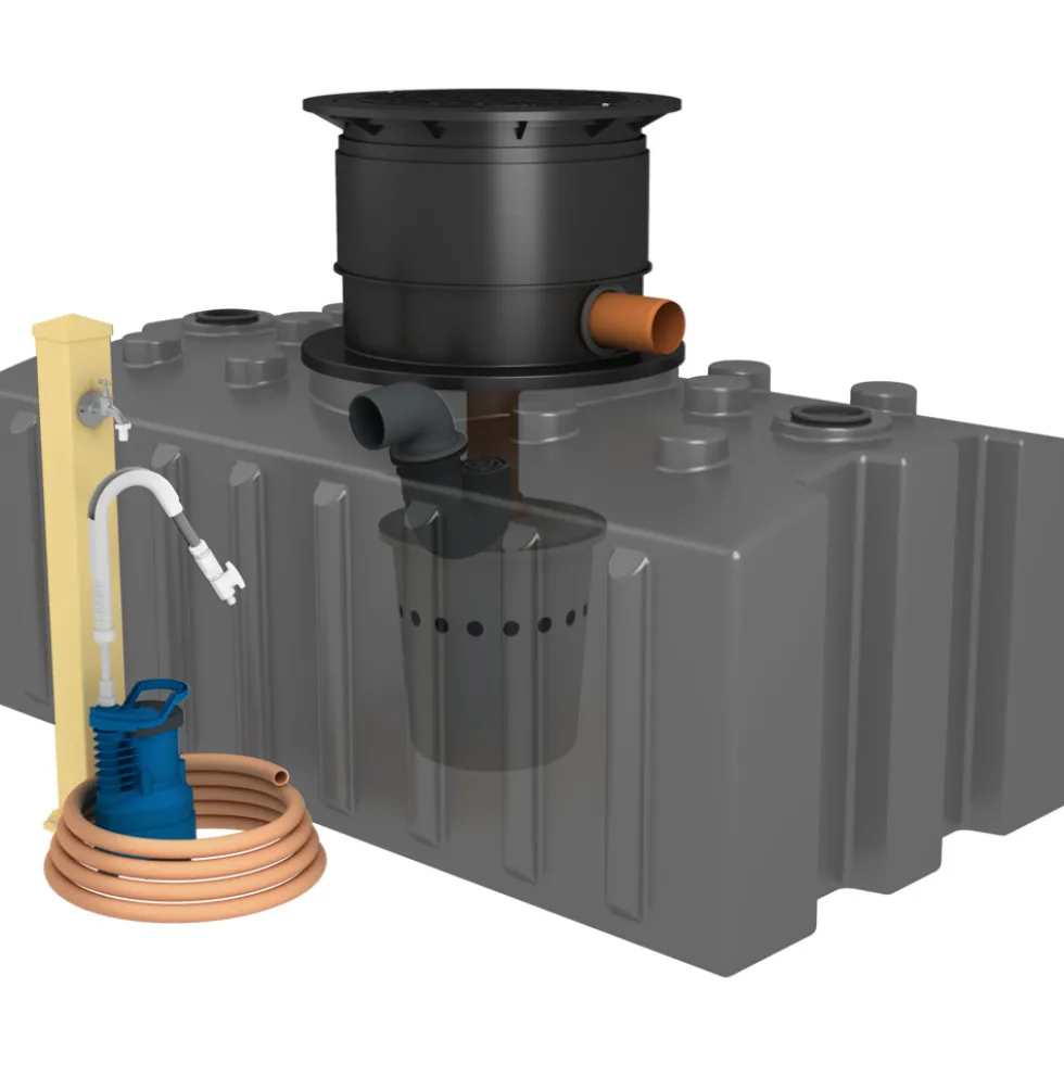 GreenLife Regenwassertank Komplettset mit Zapfsäule in Sandbeige