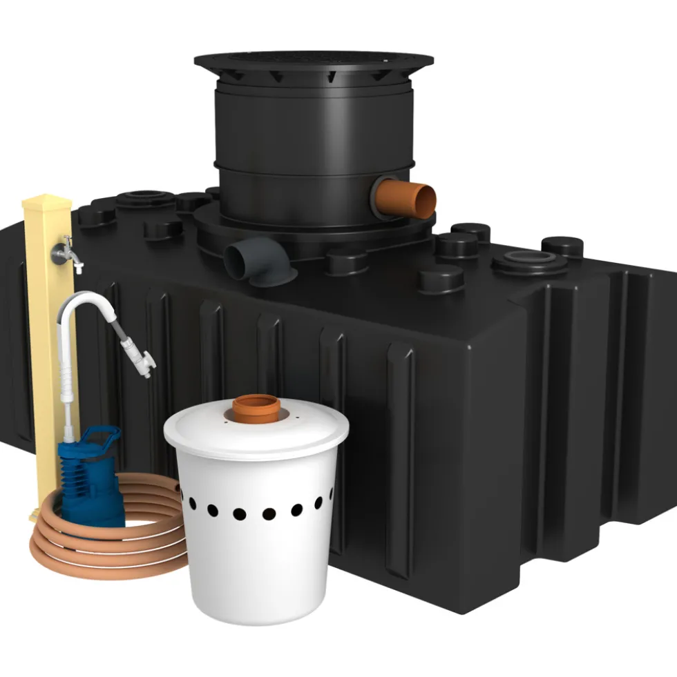 GreenLife Regenwassertank Komplettset mit Zapfsäule in Sandbeige