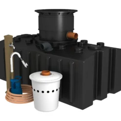 GreenLife Regenwassertank Komplettset mit Zapfsäule in Ebenholz-Optik