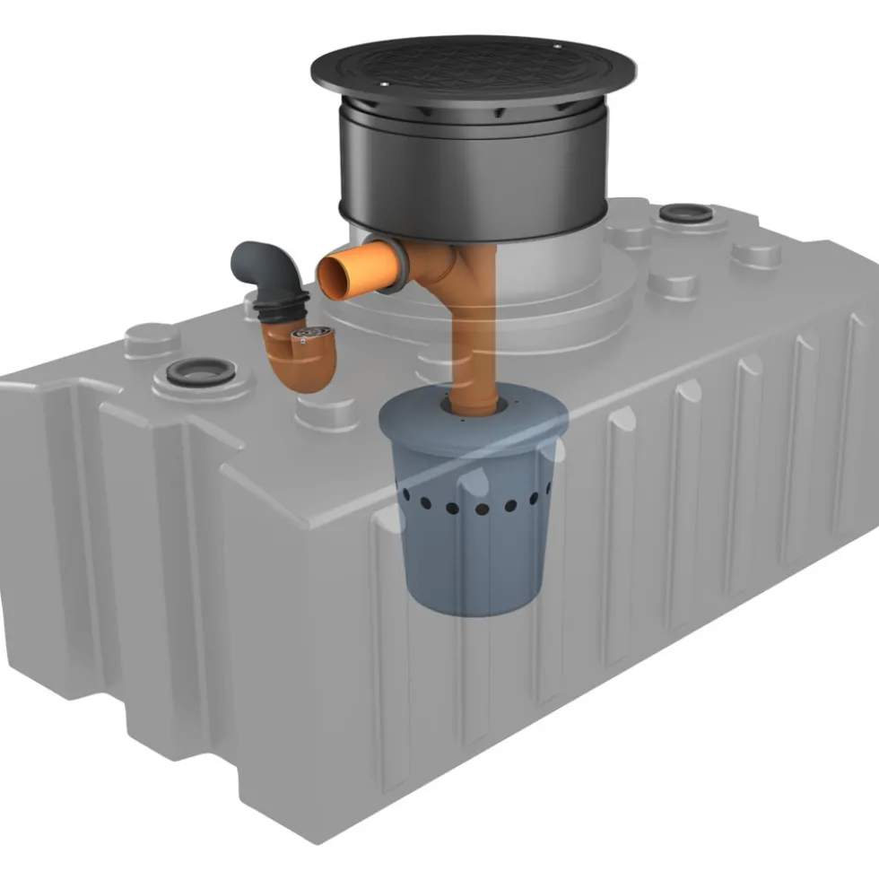GreenLife Regenwassertank Komplettset mit Zapfsäule in Ebenholz-Optik