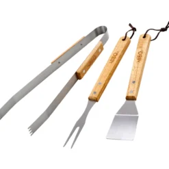 Grillbesteck im 3er Set mit hochwertigen Holzgriffen