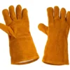 Grillhandschuhe aus Leder in Braun mit extra langem Schaft