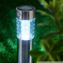 Grundig Solar-LED-Gartenleuchte Bewegungsmelder, silber