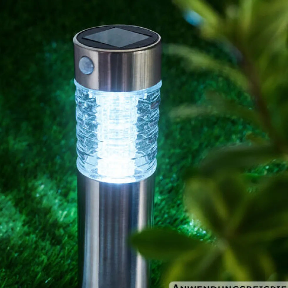 Grundig Solar-LED-Gartenleuchte Bewegungsmelder, silber