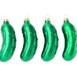 Gurken-Weihnachtskugeln 4 Stück aus Glas