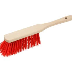 Handfeger 30 cm aus Holz mit roten PVC-Borsten