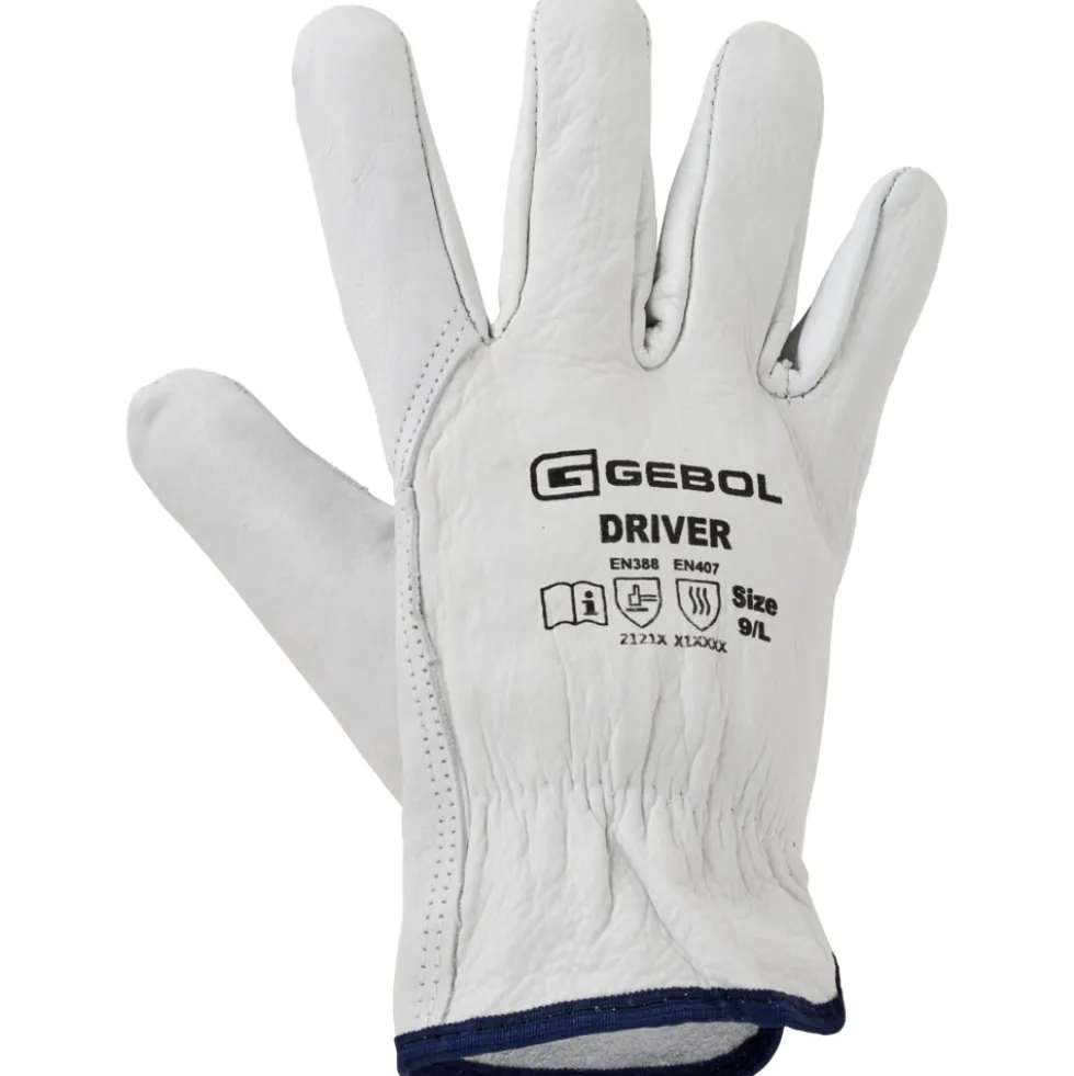 Handschuhe Driver Größe 9, L aus Rindsvollleder in Hellgrau
