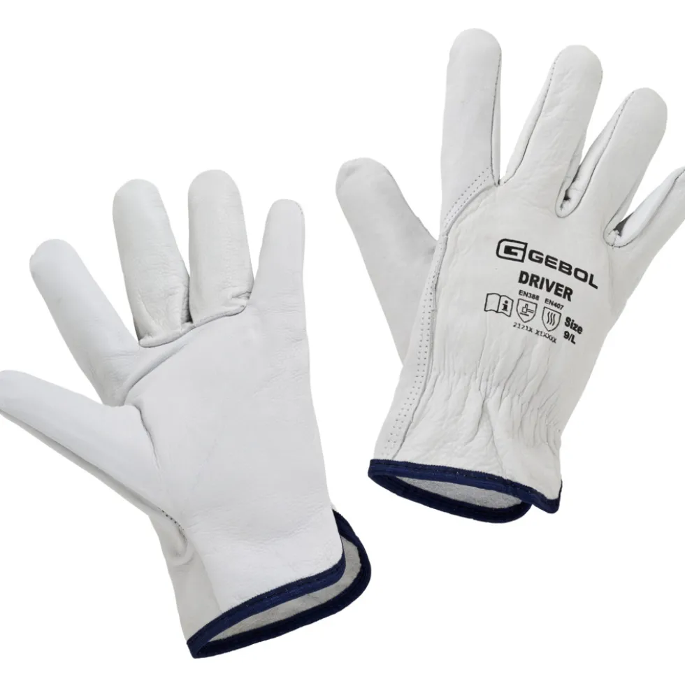 Handschuhe Driver Größe 9, L aus Rindsvollleder in Hellgrau