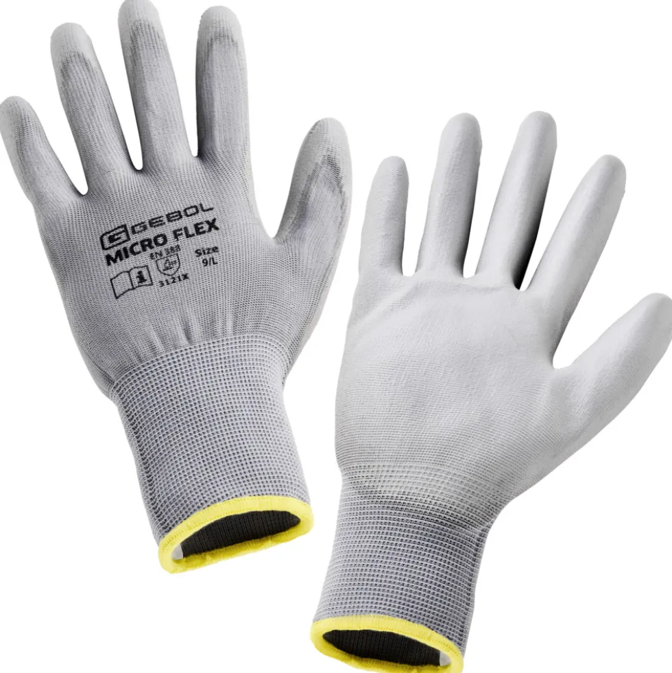 Handschuhe Nano Flex Touch Größe 9 in Schwarz mit PU-Beschichtung