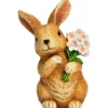 Hase mit Blumenstrauß aus Polyresin 13 cm