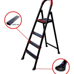 Haushaltsleiter Stahl 4-stufig, 150 kg Traglast