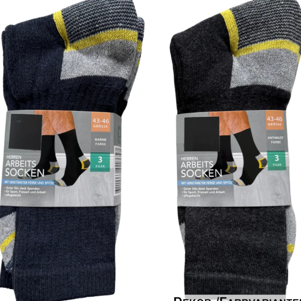 Herren Arbeitssocken 3er Pack - 39/42 oder 43/46