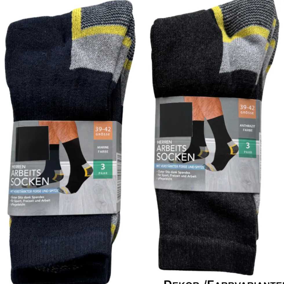 Herren Arbeitssocken 3er Pack - 39/42 oder 43/46