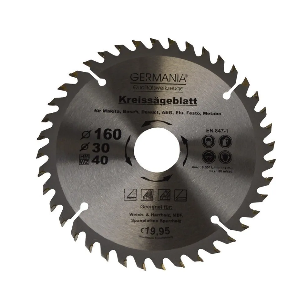 H.M. Holz-Sägeblatt Durchmesser Ø 160 mm mit 40 Zähne