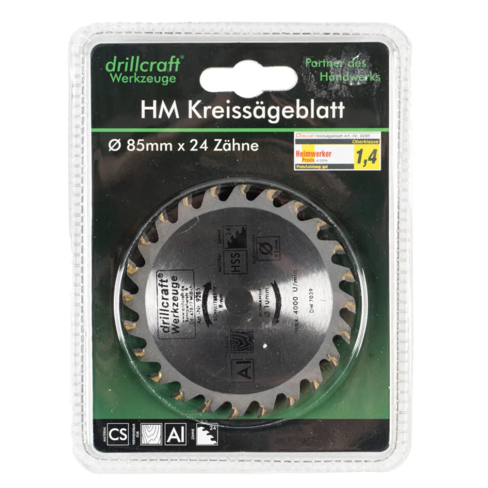 HM Kreissägeblatt 85mm 24Zähne Mini Sägeblatt Alu Kunststoffe Handkreissäge