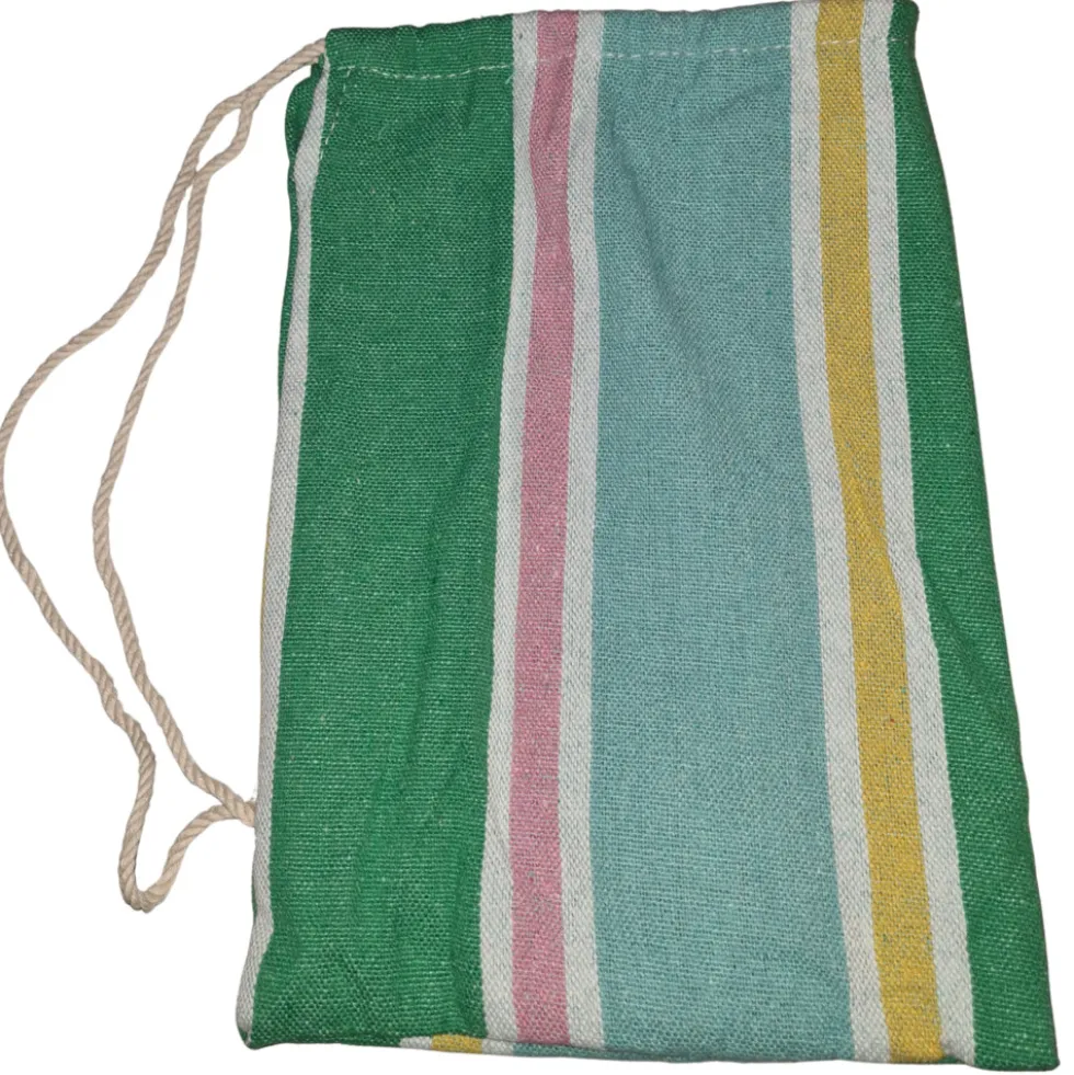 Hängematte 200 x 100 cm grün-gestreift aus Baumwolle und Polyester - B-Ware