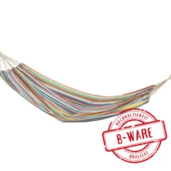 Hängematte 200 x 100 cm rot gestreift aus Baumwolle und Polyester - B-Ware