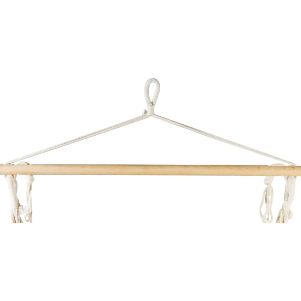 Hängesessel aus Polyester blau-weiß gestreift mit Holzstab