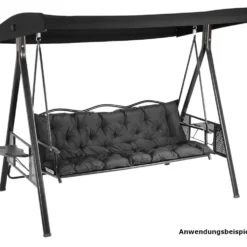 Hollywoodauflage 3 Sitzer 160x5x50 cm, in Anthrazit