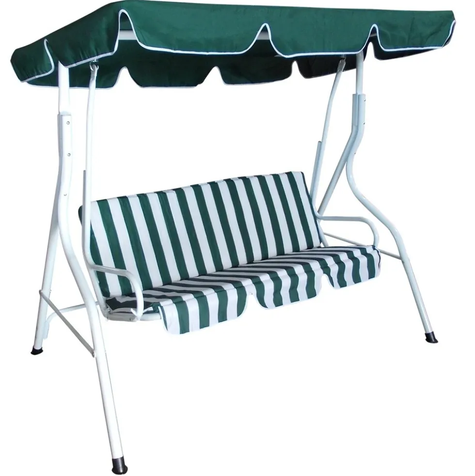 Hollywoodschaukel 3-Sitzer Florida 170 x 110 x 153 cm weiß/grün