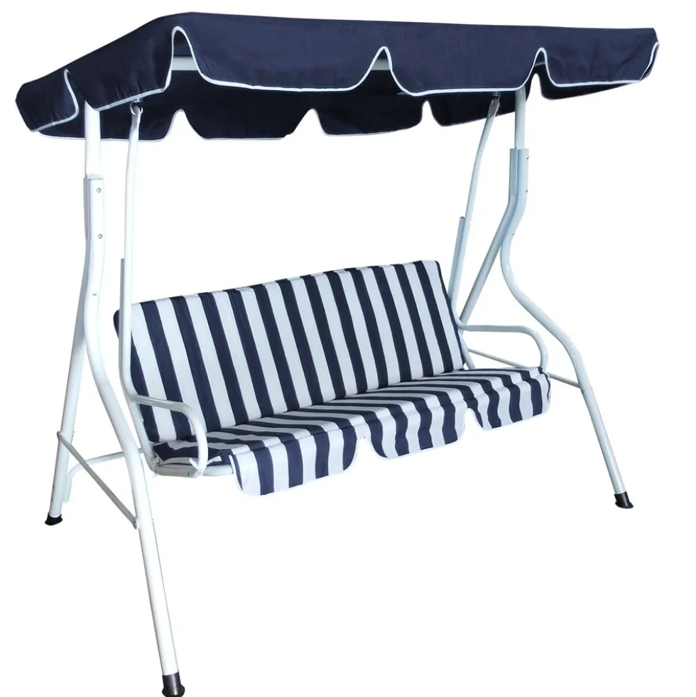 Hollywoodschaukel 3-Sitzer in Weiss und Blau