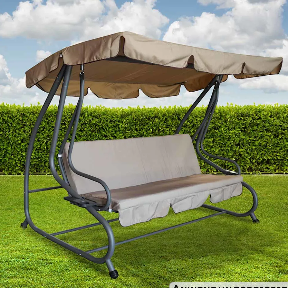 Hollywoodschaukel 4-Sitzer Miami 232 x 120 x 164 cm grau / creme