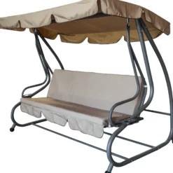 Hollywoodschaukel 4-Sitzer Miami 232 x 120 x 164 cm grau / creme