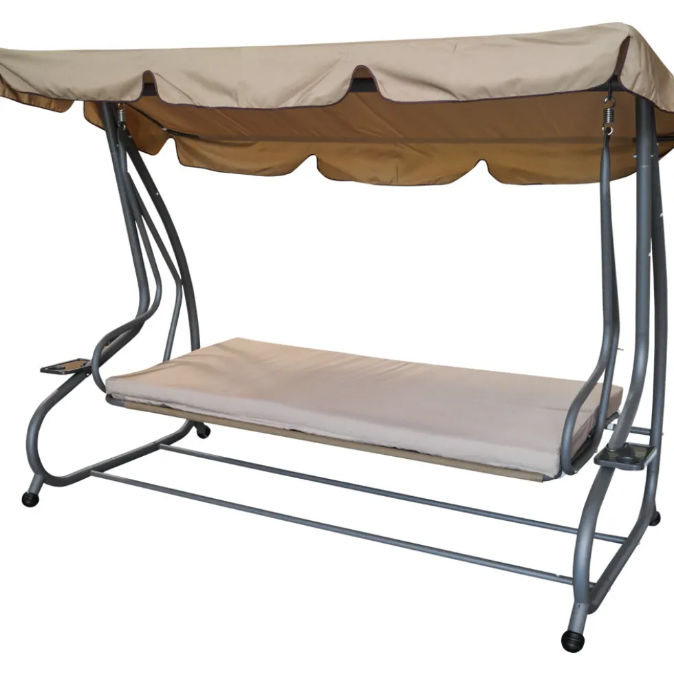 Hollywoodschaukel 4-Sitzer Miami 232 x 120 x 164 cm grau / creme